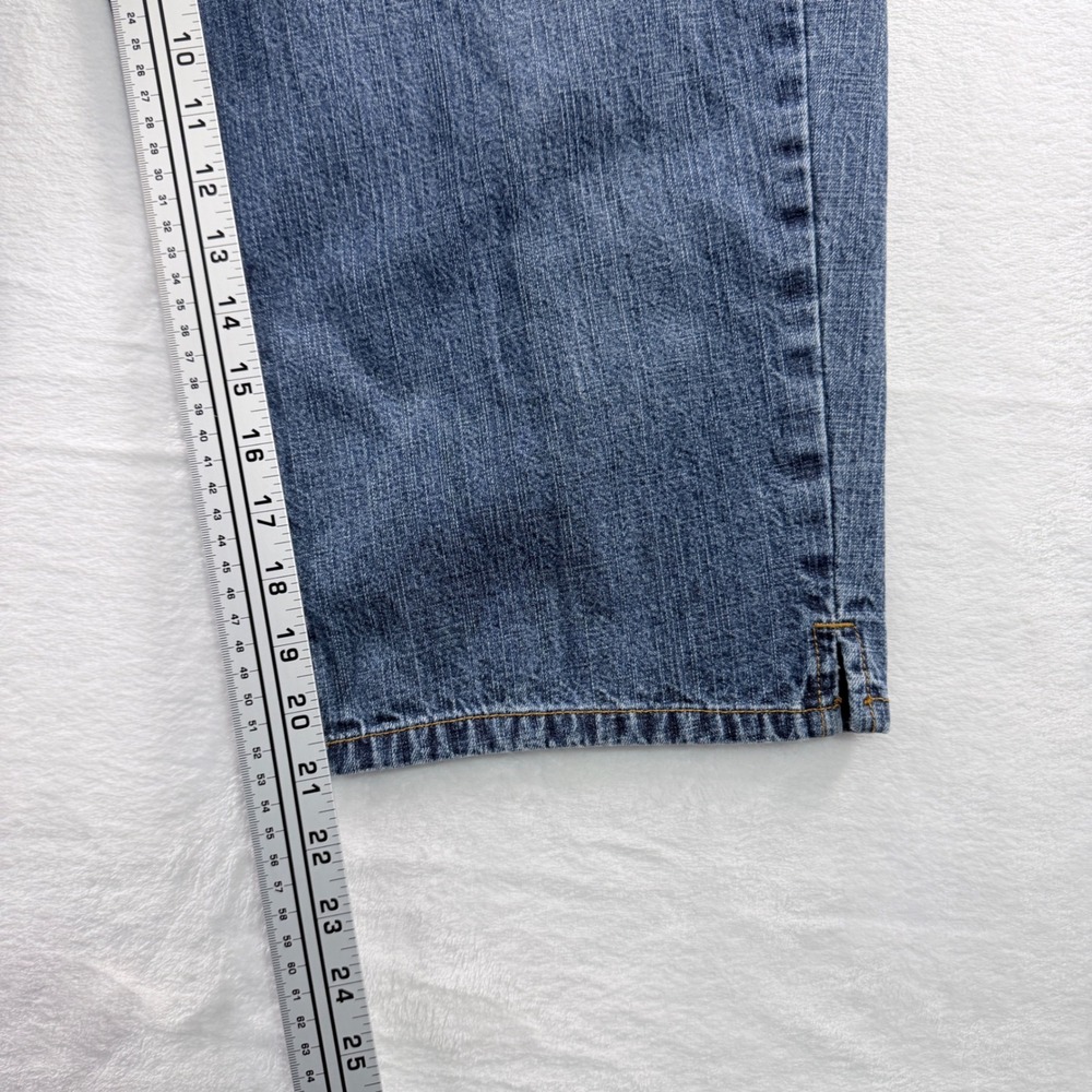 Y2K Jeanswear Cropped Denim Jeans Medium Wash Side Slit Size 16 - Picture 7 of 8